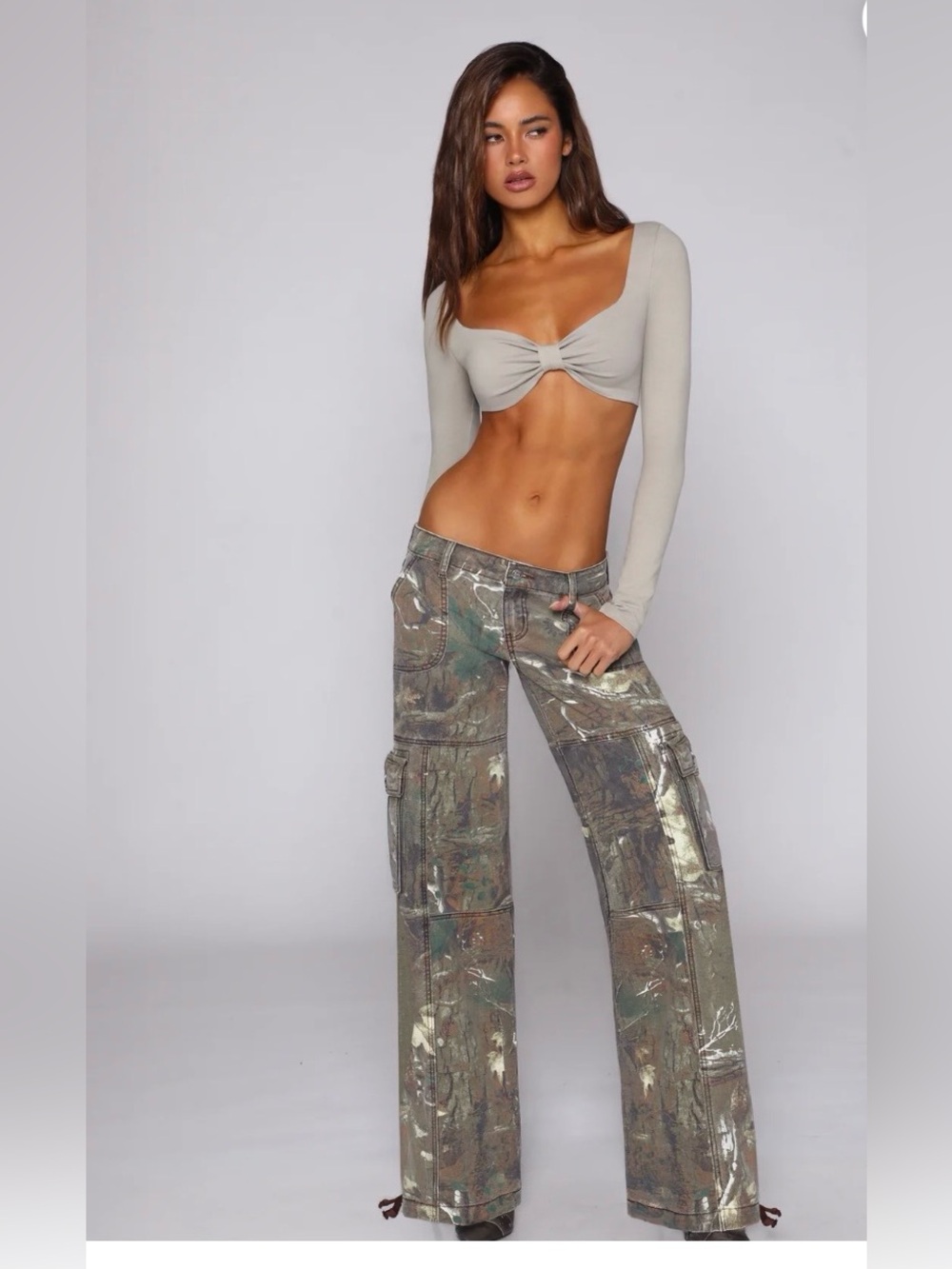 Revice Denim Amelia Oakland Baggy Wide Leg Camo Cargo Pants